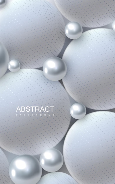 Abstract background with white and silver balls