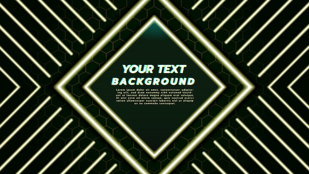 Abstract background with with neon light in diamond square and line.