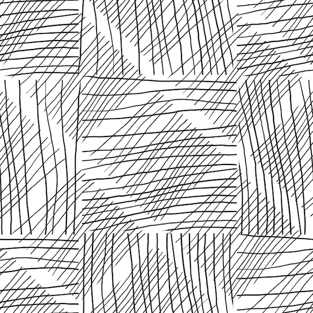 Vector abstract background withc handmade lines. black and white seamless pattern hand drawn texture. design for fabric, textile print, wrapping paper