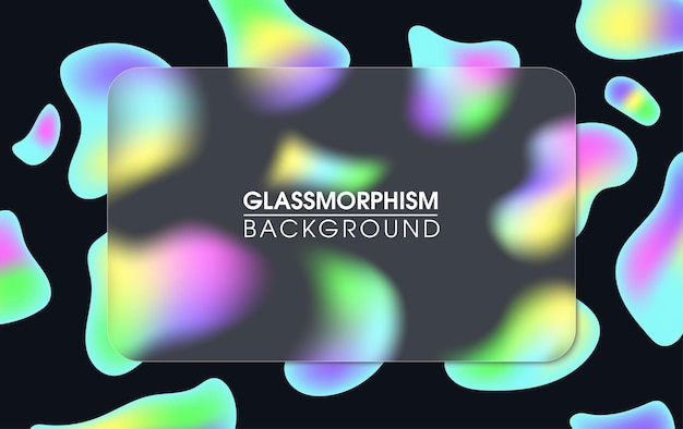 Glassmorphismスタイルの液体の形で抽象的な背景ベクトルイラスト