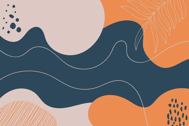 Abstract backgrounds with organic shapes and hand draw line in pastel colors
