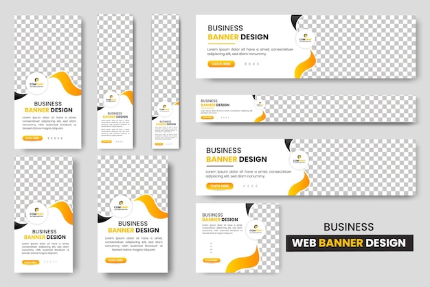 Abstract banner design web banner template set horizontal header yellow color web banner