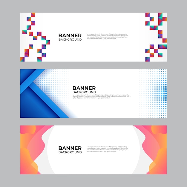 abstract banner design web template set. horizontal header web banner. vector abstract graphic design banner pattern background template.