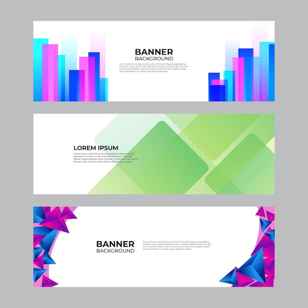 Набор абстрактных баннеров дизайн веб-шаблон. горизонтальный заголовок веб-баннера. вектор абстрактный шаблон фона картины баннера графического дизайна.