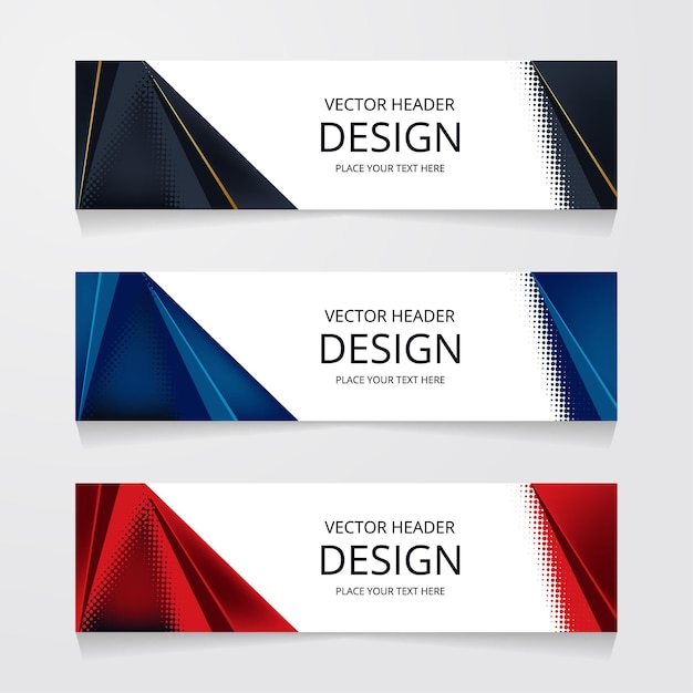 Vector abstract banner design web template set, horizontal header web banner.