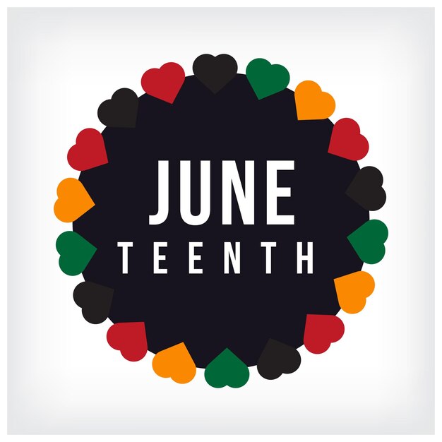 Vector abstract banner for juneteenth with hearts on it