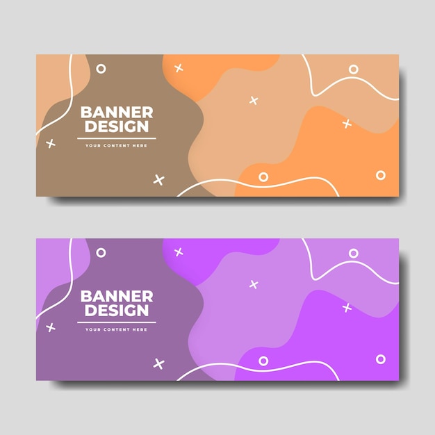 Abstract banner set template with blue and green color