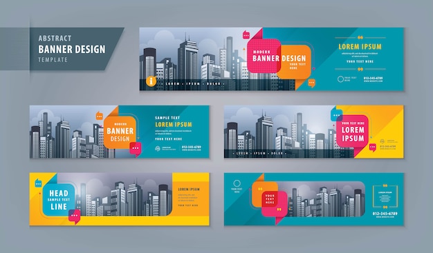 Vector abstract banner set with chat bubbles