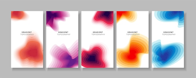 Vector abstract banner set with colorful gradient topographic