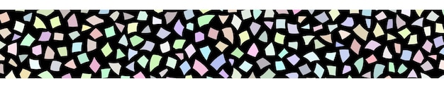 Abstract banner of small colored pieces of paper or splinters of ceramics on black background