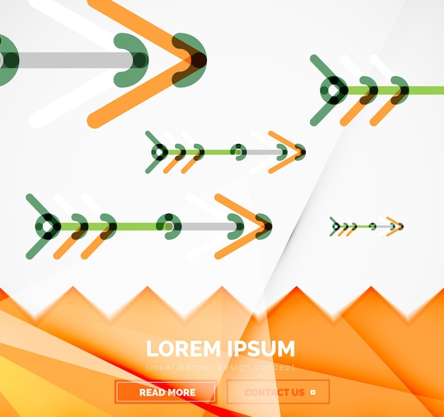 Vector abstract banner template with arrows linear design style