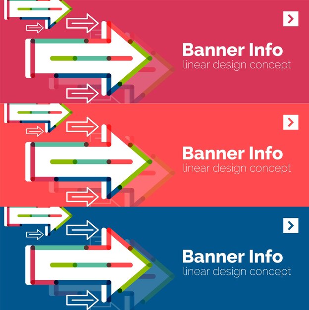 Vector abstract banner template with arrows linear design style