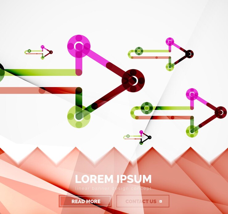 Vector abstract banner template with arrows linear design style