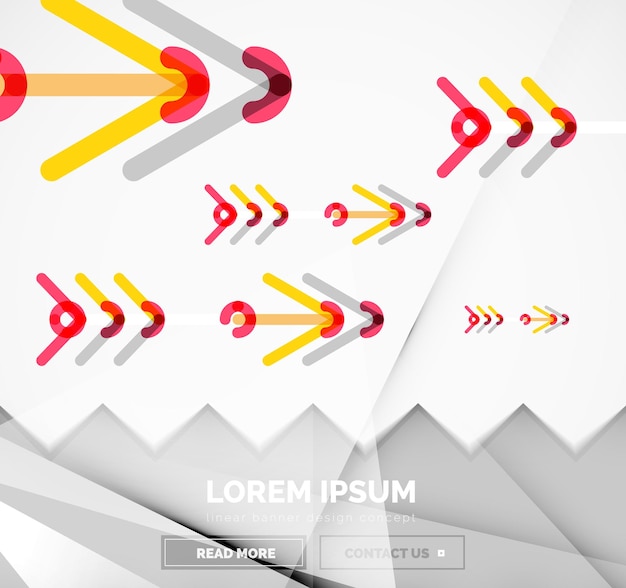 Vector abstract banner template with arrows linear design style