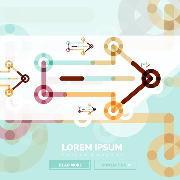 Vector abstract banner template with arrows linear design style