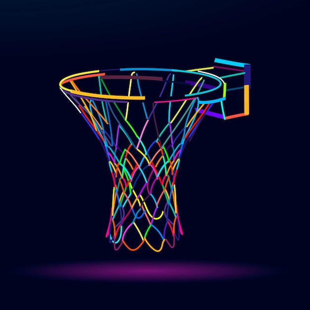 Abstract basketball hoop basketball basket from multicolored paints Colored drawing