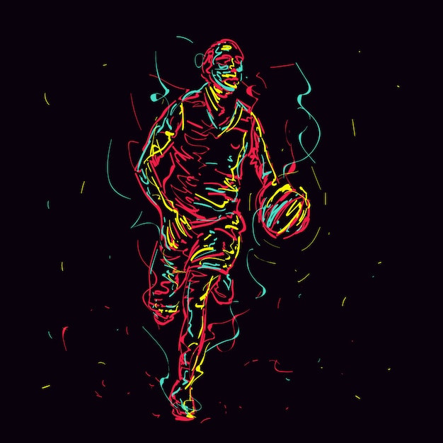 abstract basketball player dribbling the ball