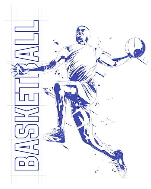 Abstract basketball player illustration comic style