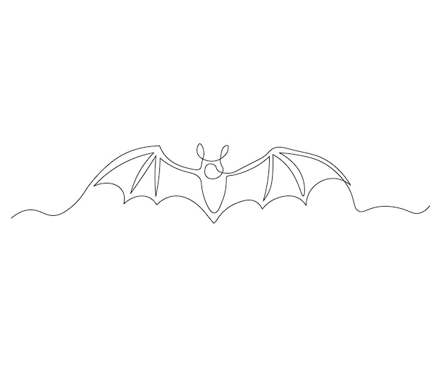 abstract Bat for Halloween Continuous One Line Drawing