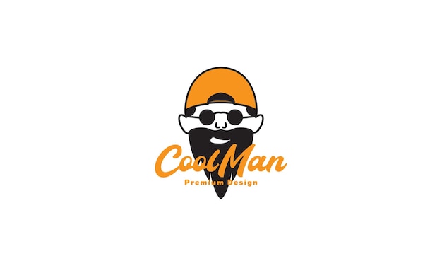 Abstract bearded man with hat and sunglasses logo symbol icon vector graphic design