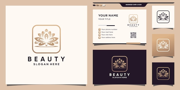Абстрактный цветочный логотип красоты с уникальной современной концепцией и дизайном визитной карточки