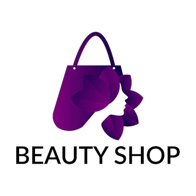 Abstract beauty logo with shop icon.