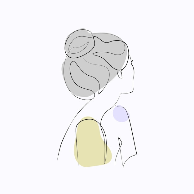 Abstract beauty woman back side face hairstyle one line art