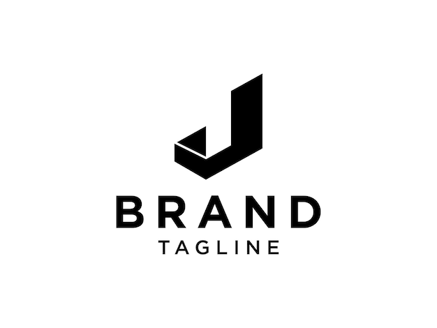 Abstract beginletter J-logo. Zwarte geometrische vormen gekoppelde letters geïsoleerd op een witte achtergrond.