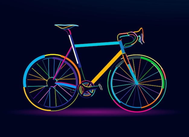 Абстрактный велосипедный спортивный горный велосипед красочный рисунок векторная иллюстрация красок