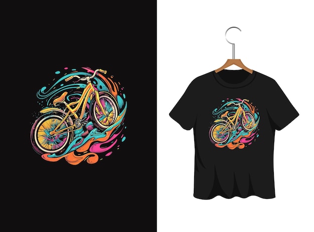 抽象的な自転車Tシャツのデザインイラスト