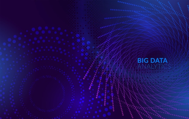 Abstract big data technology background digital vector with blue and purple halftone circles and stars pattern futuristic IT artificial intelligence blockchain data flow network and analytics