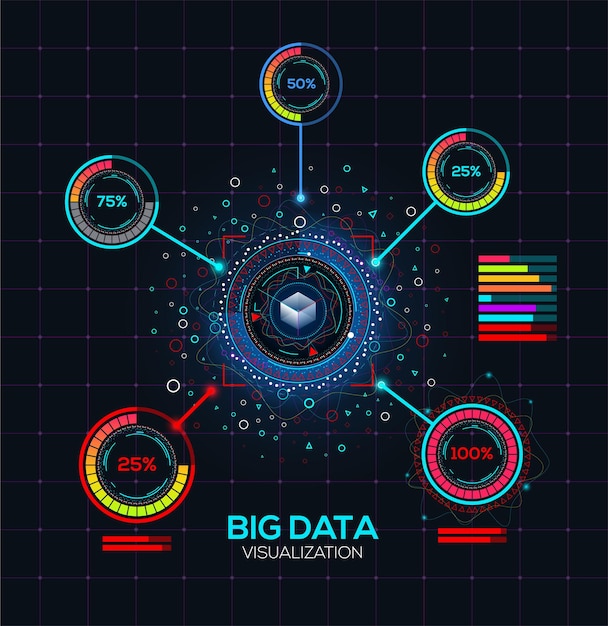 ベクトル 抽象ビッグデータの視覚化情報の分析ビッグデータ接続コンプレックス