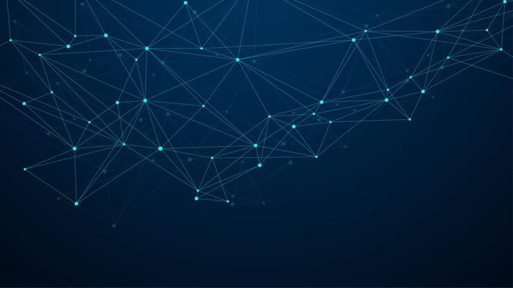 Vector 摘要 大数据可视化数字网络连接概念背景.人工智能和工程技术.全球网络,线条,最小数组.向量插图.