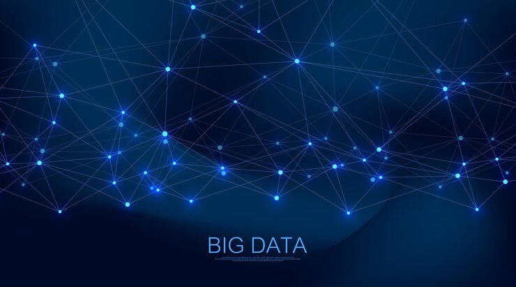 Vector abstract big data visualization digital network connection concept background. artificial intelligence and engineering technology. global network, lines plexus, minimal array. vector illustration.
