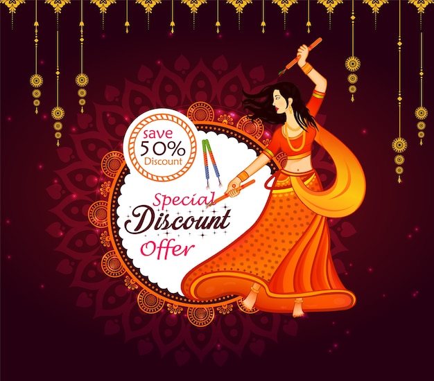 Vector abstract big navratri sale offer background.