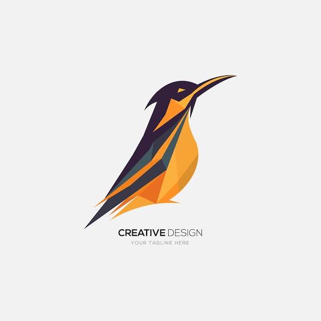 Abstract bird colorful natural silhouette logo