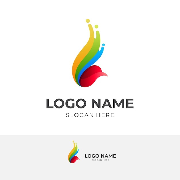 Abstract bird logo  , 3d colorful logos