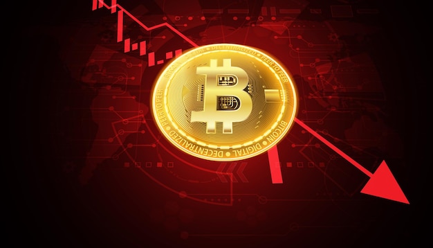 Abstract bitcoin falling graphs e il crollo del mercato azionario di digital world finanziano la valuta commerciale