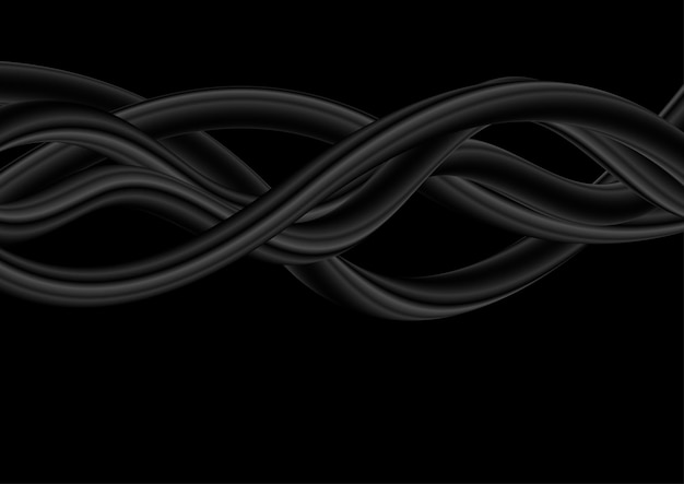 Abstract black 3d liquid waves background