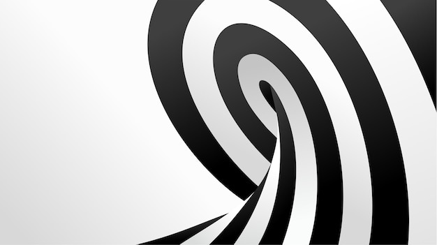 Абстрактная черно-белая полосатая 3d волна векторная оптическая иллюзия океанское море искусство рисунок штормовая фоновая иллюстрация перспективные линии петля вихревой туннель концепция