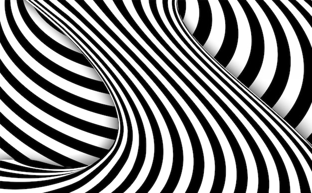 抽象的な黒と白の波状のストライプの背景ベクトルイラスト