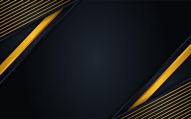 Abstract Black background with golden lines modern luxury concept