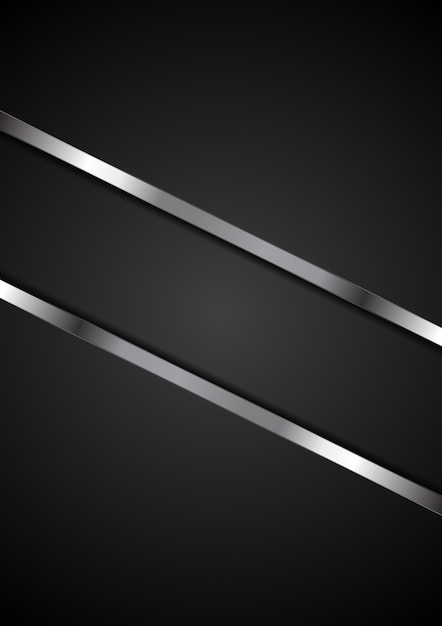 Абстрактный черный фон с металлическими полосами