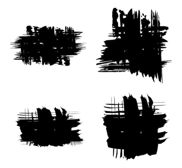 Vector abstract black brush set