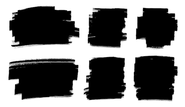 Vector abstract black brush stroke set