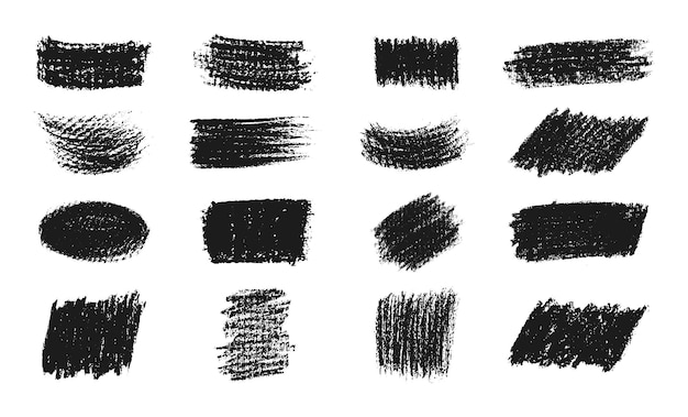 Abstract black chalk strokes collection