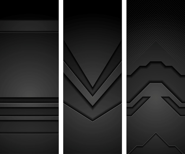 Abstract black concept tech vertical banners design Vector backgrounds