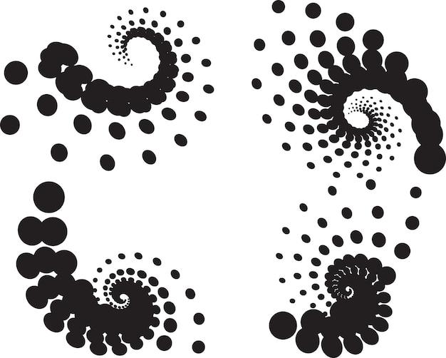 Abstract Black Dotted Shapes Halftone Pattern Isolated On Transparent Background