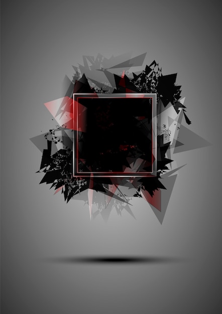 Abstract black explosion of triangles with a frame