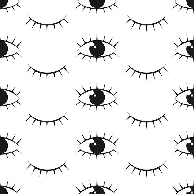 Abstract black eyes flat seamless pattern